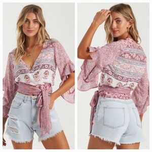 Billabong Floral Wrap Blouse - Pink